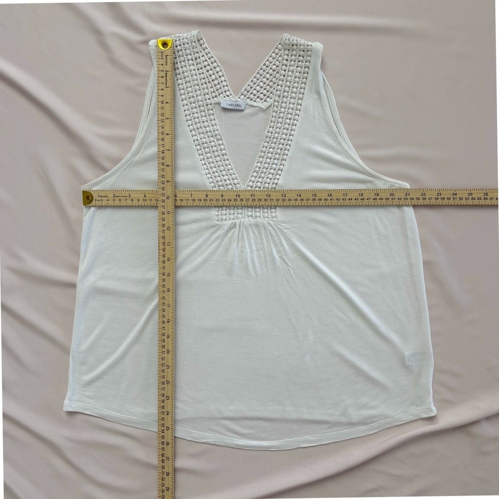Lascana Bohemian Romantic‎ Minimalist Cream Crochet Lace Trim V-Neck Tank 12/14 - Picture 3 of 9